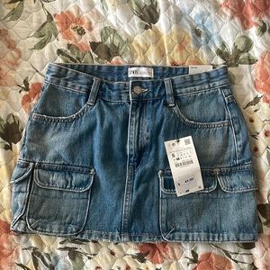 Zara Denim Cargo Skirt